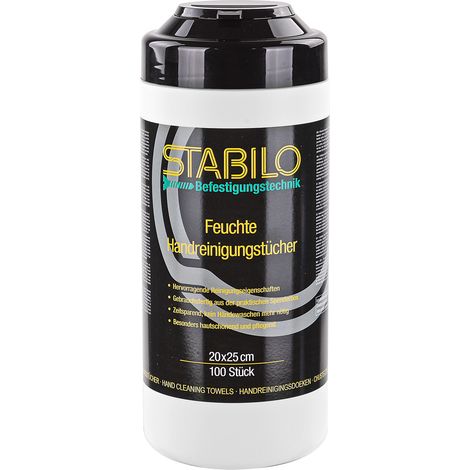 Stabilo Feuchte Handreinigungstücher 100 Stück, Reiniger, Handreiniger, Feuchte Tücher