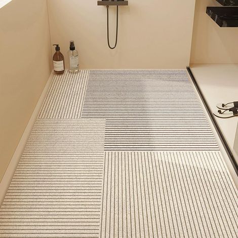 Tapis de Douche Antiderapant, Moderne et Simple Doux Tapis de Baignoire Antidérapant avec Trous de Drainage Tapi de Bain de Massage en PVC Luffa (Chevauchement,90x90cm) (1/5)