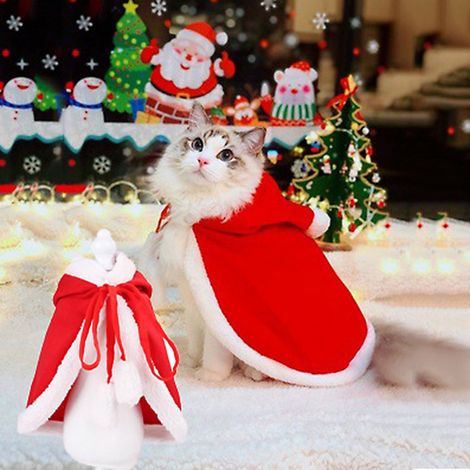 Costume De Noël Pour Chien - Tenue Couple Moyen Grand Chien - Polyester Imprimé - Chapeau Inclus - 1 Pièce (1/4)