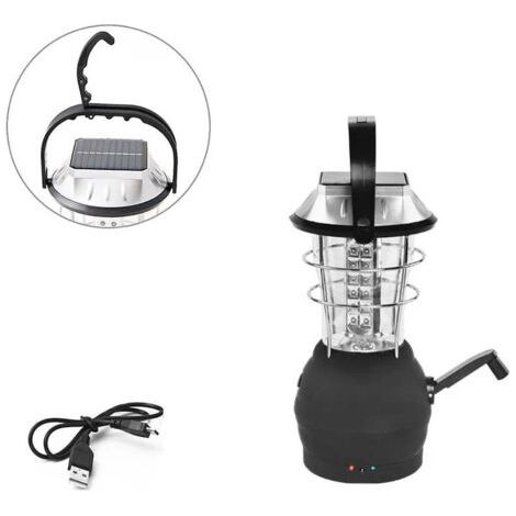 Luminaire, Lanterne portative, Lanterne Solaire, noir Dynamo à Manivelle 36 Led Lanterne de Camping Lumière de Secours adapté au camping en plein air--BDD (1/4)