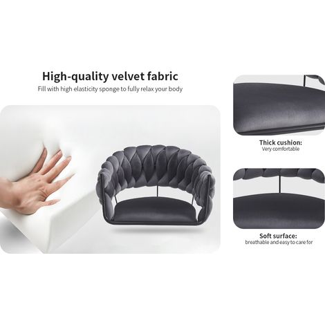 Matière de velours de haute qualité (2 pièces), chaise pour le salon, chaise pour les maquillage… Une chaise de luxe, mais simple. Chaise moderne et ergonomique. Design des pieds réglable. (1/5)
