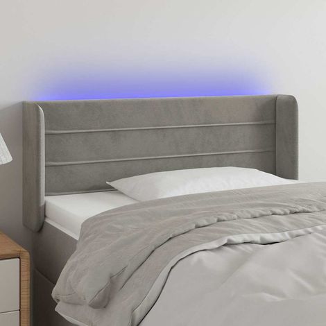 vidaXL Cabecero con LED de terciopelo gris claro 93x16x78/88 cm (1/5)