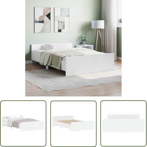 The Living Store Cadre de lit sans matelas blanc 120x190 cm - Cadre De Lit - Lit Double - Lit Blanc - Lit Design - Literie (1/5)