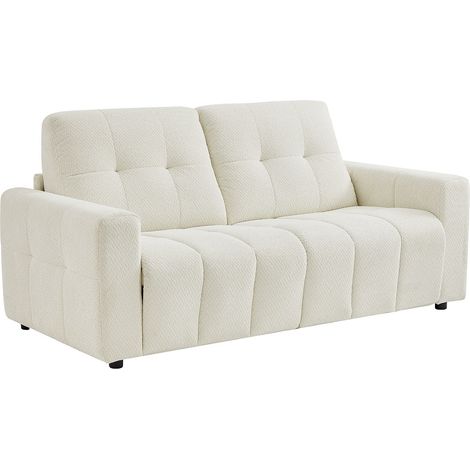 Divano letto 3 posti in tessuto ciniglia beige - ISISTIA