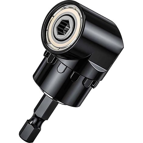 Visseuse d'angle 105° en métal noir, embout hexagonal 1/4", perceuse d'angle multifonction, adaptateur de visseuse électrique, pour pièces étroites (1/5)