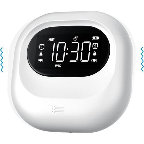 Réveil vibrant pour dormir profond, réveil à piles sous l'oreiller, vibration réglable, sans fil, double alarme, rétroéclairage, horloge numérique portable pour les malentendants (1/5)