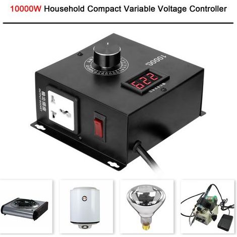TIKATARER Régulateur de Tension 10 000 W, Mini Taille Portable, Haute Puissance, Vitesse Réglable, Contrôleur de Lumière avec écran LCD et Bouton Continu pour Chauffe-Eau (1/5)