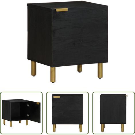 Nachttisch Schwarz - Nachttisch Schwarz 40x33x46 cm Massivholz Mango (1/5)