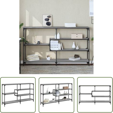 The Living Store Konsolentisch Grau Sonoma 160x32x95 cm Holzwerkstoff - Konsolentisch - Grau - Wohnraum - Flurtisch - Sideboard (1/5)