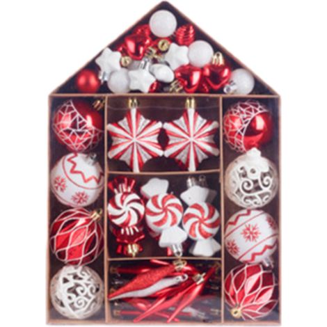 Ornement De Noel - 73 Pièces En Plastique Épais - Décoration Arbre De Noël Intérieur Et Extérieur - Lot Complet Avec Cordon D'accrochage (1/5)