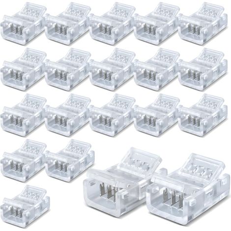 20 pièces de connecteur de bande pour 10MM 4 Pin LED Light, Connecteur rapide de bande double face (1/5)