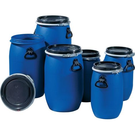 GRAF bidón de plástico de boca ancha 120 L azul apto para alimentos con marcado UN