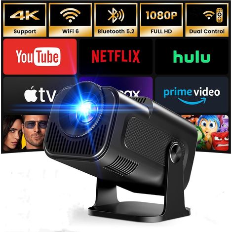 Videoprojecteur 4K avec HDMI Android 12 avec Wifi Bluetooth, PS4, ordinateur,TV