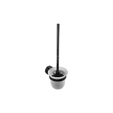 Nero WC-Bürstenhalter zur Wandmontage aus schwarzem Messing und Glasschüssel 37x14x9,5cm (104113010)