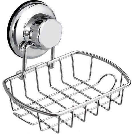 Porte-savon de salle de bain à ventouse ultra-résistante avec crochet, porte-savon/porte-éponge pour douche, salle de bain, baignoire (1/4)