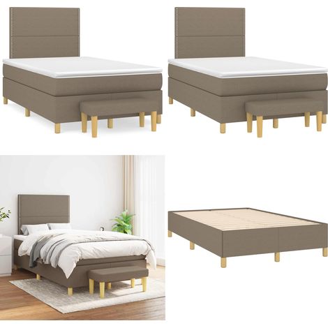Sommier à lattes de lit avec matelas taupe 120x190 cm tissu - Lit Tapissier - Lit Double - Literie - Chambre À Coucher - Meuble De Chambre - Home & Living (1/5)