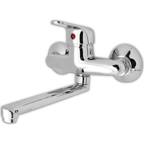 Em miscelatore rubinetto a muro monocomando acqua calda fredda cromo lucido cucina lavatoio serie tapy (1/3)