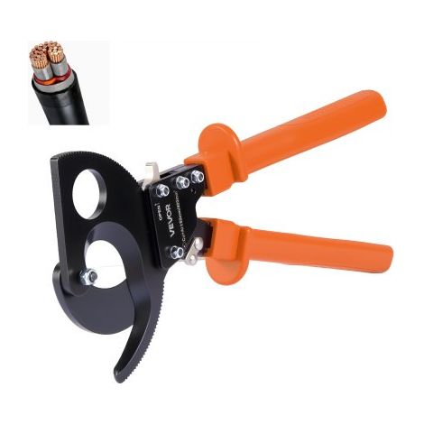 Cortador de Cables de Trinquete 325 mm, Cortador de Alambres y Cables de Cobre-Aluminio 400 mm², Cortacables con Hojas de Acero con Mangos Recubiertos de PVC y Botón de Liberación Rápida (1/5)