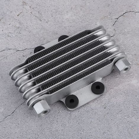 Refroidisseur d'huile universel pour moteur de moto, adapté au remplacement du radiateur de vélo tout-terrain 125-250CC, refroidisseur d'huile universel argenté à 6 couches (standard argenté à 6 couch (1/5)