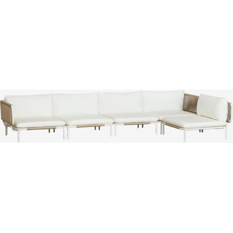 SKLUM Modulares 5-teiliges Eck-Gartensofa aus Stahl Roubly Beige Mandel Rose                                  