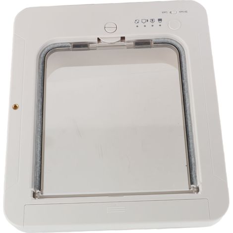 Porte pour chat à puce électronique, déverrouillage automatique, résistante aux intempéries, batterie 210 mAh, entrée/sortie contrôlable, blanche + télécommande (1/5)
