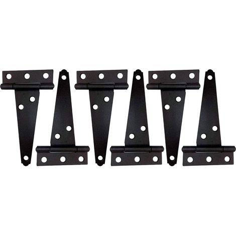 Bisagras extendidas para villas, vallas de madera, puertas, bisagras triangulares, puerta de granero, acabado mate negro, 4 pulgadas, paquete de 6 piezas (1/5)
