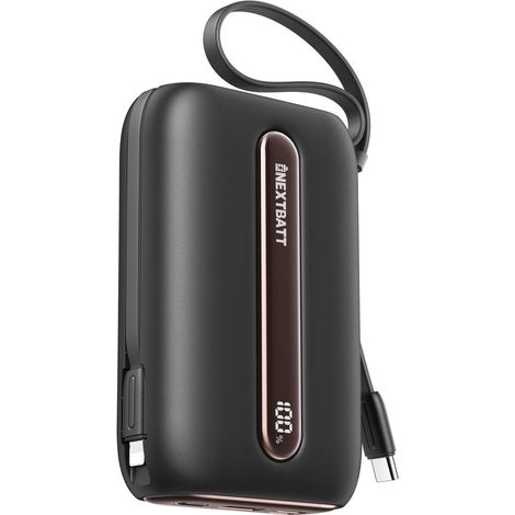 Batería externa NEXTBATT de gran potencia, carga rápida de 20000 mAh y 22,5 W con cables duales - Negra