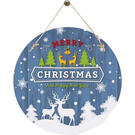 Ornement Porte De Noël - Panneau En Bois Naturel Avec Motif Grinch Et Flocons De Neige - Décoration Intérieure Extérieure Pour Porte Mur Cheminée Fenêtre - 23 X 25 Cm - 1 Pièce (1/4)