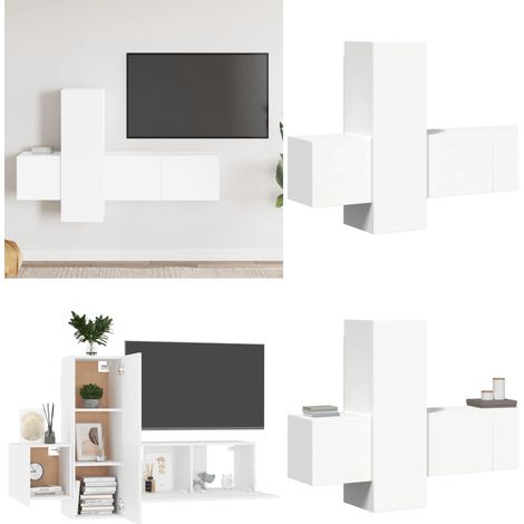 Ensemble de meubles TV 3 pcs Blanc Bois d'ingénierie - Meuble Tv Mural - Meuble Tv Blanc - Ensemble Meuble Tv - Support Tv - Rangement Tv - Home & Living (1/5)