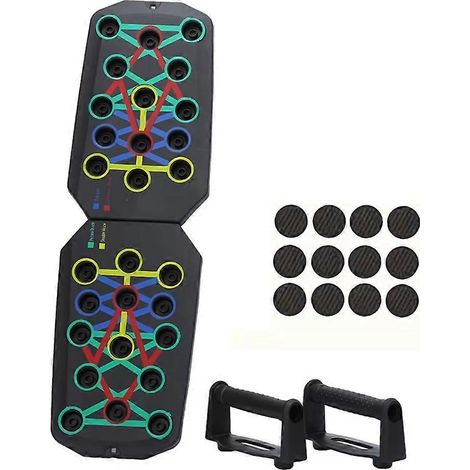 Planche à pompes pliable et portable, tapis antidérapant multifonctionnel avec poignée, pour exercices de musculation à domicile (pectoraux). (1/5)