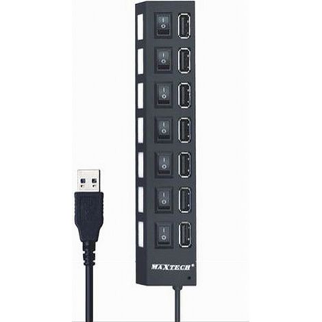 MaxTech - Maxtech Hub-07 Usb 2.0 A 7 Porte Ad Alta Velocità On/off Interruttore Per Windos Macos - (1/3)