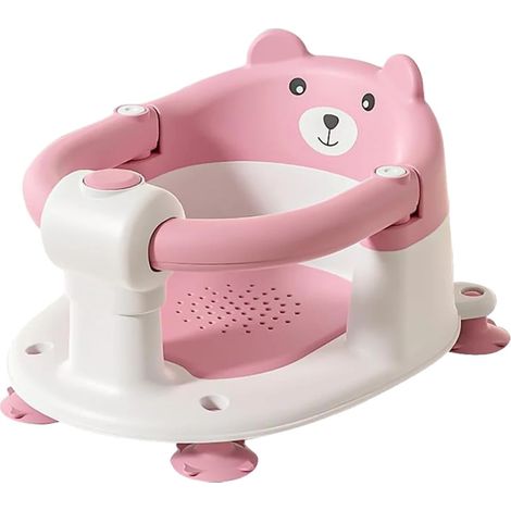 Silla de baño para bebé, diseño plegable, base antideslizante, color rosa. (1/2)