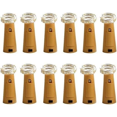 15pcs Guirlandes LED de Bar en Forme de Bouchon pour Décor Verre Bouteille de Vin Lumières de Bricolage en Cuivre, Blanc (1/4)
