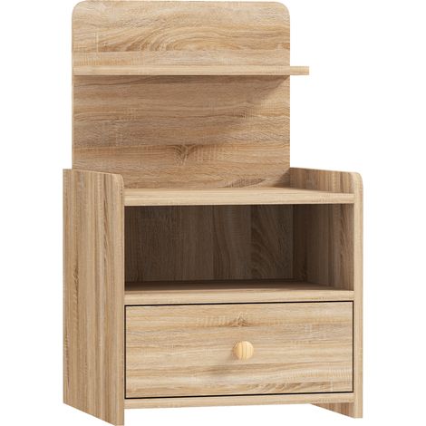 Table d'appoint moderne en bois naturel, table de chevet avec rangement, panneaux de particules stables (1/5)