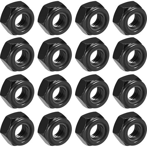 100 Écrous, Acier inoxydable, Noir, Hexagonaux, Usage industriel (1/5)