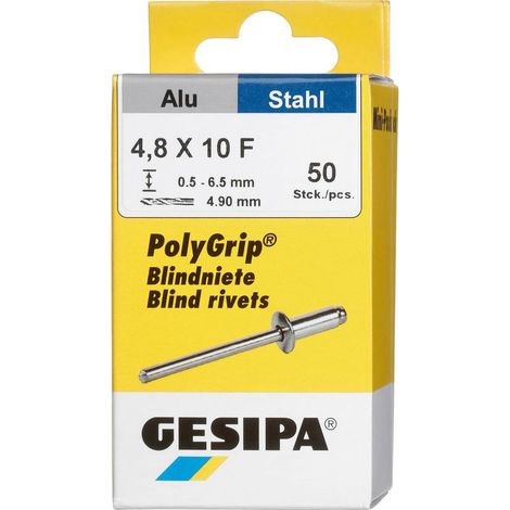 Gesipa 1433850 Blindniete (Ø x L) 4.8 mm x 10 mm Stahl Aluminium 50 St.