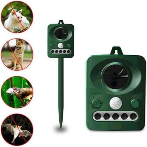 Solarbetriebener Ultraschall-Vogelabwehrer für den Außenbereich, duale Solar- und USB-Ladefunktion, wasserdichtes Design, eingebauter Akku, grasgrün (1/5)