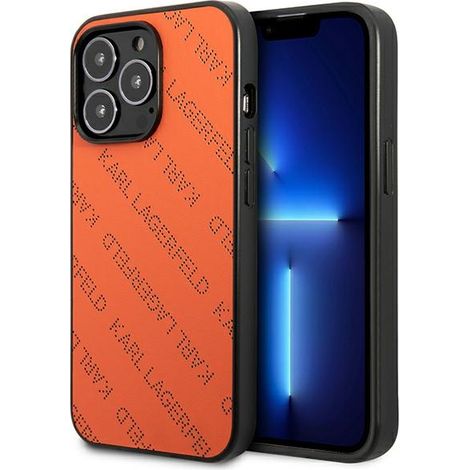 Custodia rigida Karl Lagerfeld KLHCP13XPTLO per iPhone 13 Pro Max 6.7 arancione/arancione, perforata su tutta la superficie. (1/5)