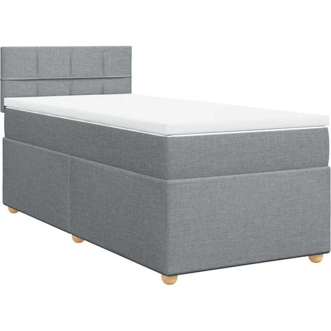 Maison Exclusive - Cama box spring con colchón tela gris claro 80 (1/5)