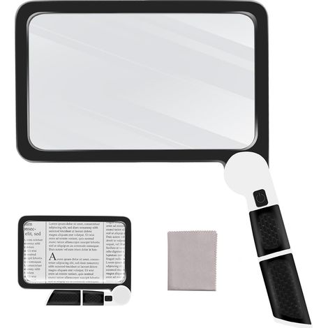 5-fache Lupe mit Licht zum Lesen, mit 48 LED-Licht und Blendschutzlinse, ideal für Senioren, Makuladegeneration, Sehschwäche