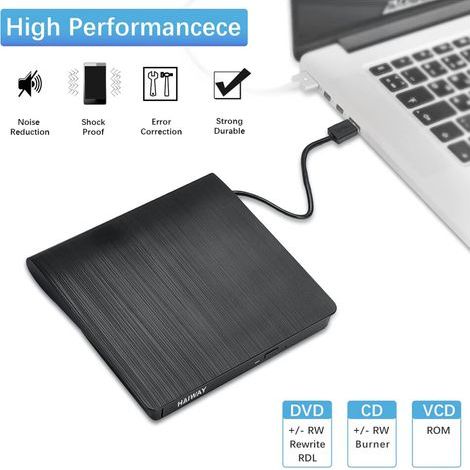 Ce lecteur CD/DVD externe ultra-mince et multifonctionnel est doté d'une interface USB 3.0 plug-and-play pour un transfert de données rapide, d'une conception fine et portable pour faciliter les dépla (1/4)