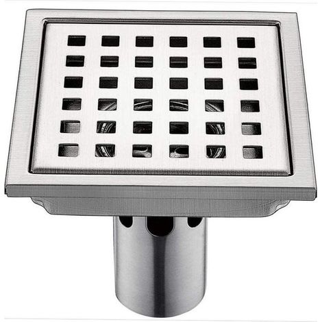 Siphon de sol carré de 15 cm en acier inoxydable avec grille amovible, anti-refoulement, étanche, convient aux salles de bains et aux cuisines (1/5)