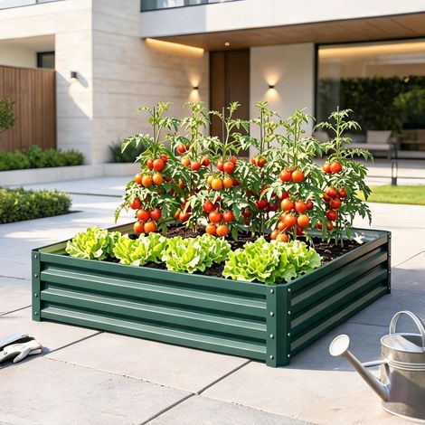 Carré potager surélevé en acier galvanisé vert classique 120 x (1/5)