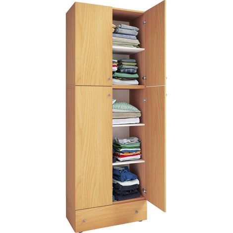LonaXXL armoire de rangement 4 portes 1 tiroir hêtre décor. (1/3)