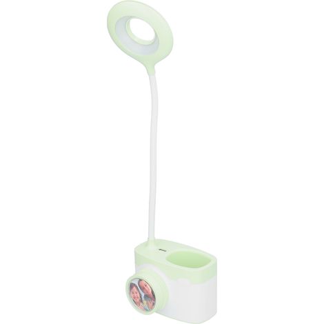 Lampe de table multifonctionnelle en forme d'appareil photo avec lumière LED douce, fonction de chargement USB, veilleuse de lecture, couleur verte. (1/5)