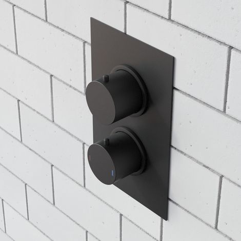 Violet Modern Round 2 Way Concealed Thermostatic Shower Mixer Valve - Black Matt (1/5)