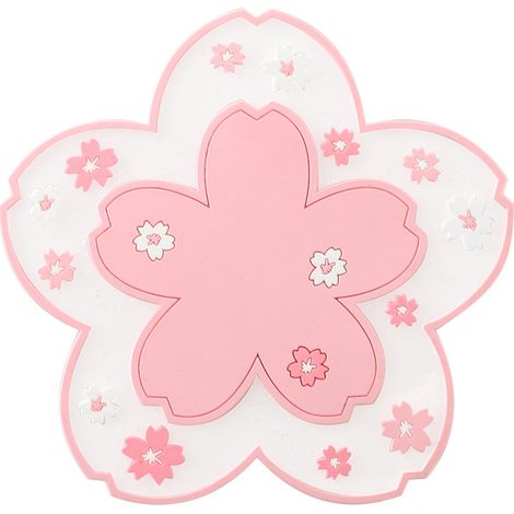 1 posavasos con diseño de flor de cerezo kawaii para café, té, leche, decoración del hogar (16 cm, rosa)