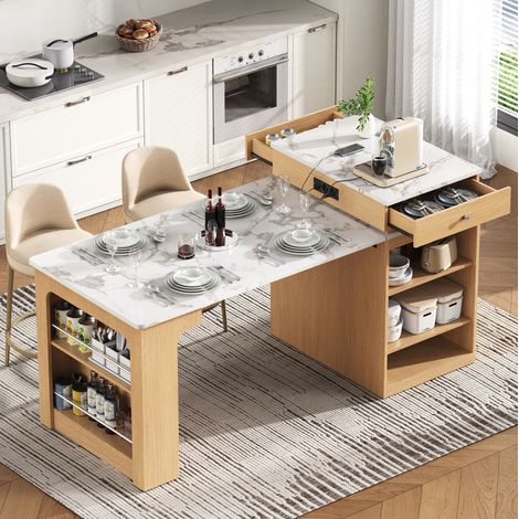 Mesa extensible con almacenaje MDF y vidrio 80 cm OKMYHOME (1/5)