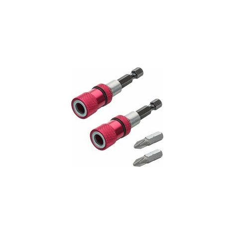 Porte-embouts magnétique 1/4 pouce – Acier au chrome vanadium – Pointe magnétique pour visser cloisons sèches – Lot de 2 (1/5)