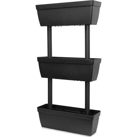 Ensemble de trois pots de fleurs, 100 cm, couleur anthracite (1/5)